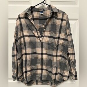 Old Navy Plaid Tunic in Black and Tan